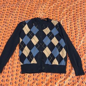 Argyle thrifted cardigan y2k